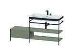 Duravit Happy D.2 Plus Möbelwaschtisch-Kombination HP4748E9292 160 x 49 cm, 2 Hahnlöcher, steingrau seidenmatt, mit Metallkonsole