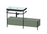 Duravit Happy D.2 Plus Möbelwaschtisch-Kombination HP4762N9292 140x49cm, mit Metallkonsole, ohne Hahnloch, steingrau seidenmatt