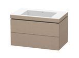 Duravit L-Cube Waschtisch-Unterschrank LC6927N7575 80 x 48 cm, ohne Hahnloch, leinen, 2 Schubkästen