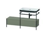 Duravit Happy D.2 Plus Möbelwaschtisch-Kombination HP4757N9292 140x49cm, mit Metallkonsole, ohne Hahnloch, steingrau seidenmatt