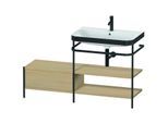 Duravit Happy D.2 Plus Möbelwaschtisch-Kombination HP4747O7171 140 x 49 cm, 1 Hahnloch, mediterrane Eiche, mit Metallkonsole