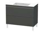 Duravit L-Cube Waschtisch-Unterschrank LC6938N4949 100 x 48 cm, ohne Hahnloch, graphit matt, 2 Auszüge, bodenstehend