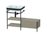 Duravit Happy D.2 Plus Möbelwaschtisch-Kombination HP4750N7575 120 x 49 cm, ohne Hahnloch, leinen, mit Metallkonsole