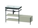 Duravit Happy D.2 Plus Möbelwaschtisch-Kombination HP4752N6060 140 x 49 cm, ohne Hahnloch, taupe seidenmatt, mit Metallkonsole