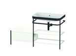 Duravit Happy D.2 Plus Möbelwaschtisch-Kombination HP4747N3636 140 x 49 cm, ohne Hahnloch, weiß seidenmatt, mit Metallkonsole