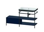 Duravit Happy D.2 Plus Möbelwaschtisch-Kombination HP4747N9898 140 x 49 cm, ohne Hahnloch, nachtblau seidenmatt, mit Metallkonsole