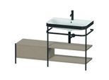 Duravit Happy D.2 Plus Möbelwaschtisch-Kombination HP4747O7575 140 x 49 cm, 1 Hahnloch, leinen, mit Metallkonsole