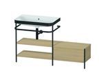 Duravit Happy D.2 Plus Möbelwaschtisch-Kombination HP4752N7171 140 x 49 cm, ohne Hahnloch, mediterrane Eiche, mit Metallkonsole