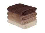Handtuchset, Braun, Creme, Beige, Textil, 4-teilig, Uni, 50x90 cm, angenehm weich, Heimtextilien, Badtextilien, Handtuchsets