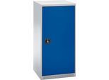 Schäfer Shop Genius Flügeltürenschrank FS, Stahl, mit Belüftungslöchern, B 545 x T 520 x H 1105 mm, 3 OH, Weißalu/Enzianblau, bis 150 kg