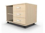 Schäfer Shop Select Mobiles Sideboard, Regal + 3 Schübe + Utensilienschub, B 800, anstellbar rechts, Ahorn