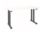 Schreibtisch Set Up, Rechteck, C-Fuß, B 1300 x T 650 x H 685-820 mm, weiß/graphit
