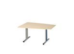 Schäfer Shop Select Besprechungstisch MODENA Basic, Tonne, T-Fuß, B 1400 x T 1000 x H 717 mm, Ahorn/weißaluminium RAL 9006