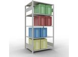 Schulte Lagertechnik Fachbodenregal MULTIplus150, Steck-Grundregal, B 1000 x T 800 x H 2000 mm, 5 Ebenen, bis 1300 kg, lichtgrau