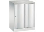 C+P Garderobenschrank Resisto, 2 Abteile, 2 Fächer, B 772 x T 540 x H 1077 mm, Lichtgrau