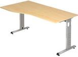 Schreibtisch Freiform ULM, li. od. rechts, B 1800 x T 800/1000 x H 650-850 mm, Ahorn-Dekor