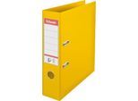 Ordner Esselte® No. 1, A4, Rückenbreite 75 mm, für ca. 500 Blatt, Hebelmechanik, Rückenschild, Griffloch & Raumsparschlitze, FSC®-Karton, gelb