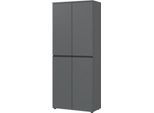 Aktenschrank Aalborg, 2 Türen, 4 Fachböden, Möbelgleiter, Spanplatte melaminharzbeschichtet, B 810 x T 400 x H 1970 mm, graphit