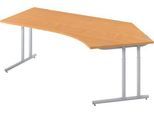 Schäfer Shop Select Winkelschreibtisch COMBITEC, 135° Winkel rechts, C-Fuß, B 2165 x T 800/800 x H 677-817 mm, Buche/weißalu