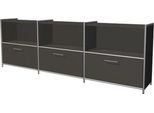 Sideboard Toledo, mit Sichtrückwand, 3 Schübe, 3 Fächer, 2 OH, B 2360 x T 380 mm, anthrazit