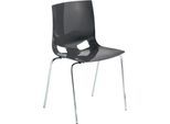 Bistrostuhl FONDO, 4-Bein-Kunststoffstuhl, Gestell verchromt, bis 6 Stühle stapelbar, anthrazit
