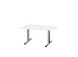 Schäfer Shop Select Besprechungstisch Planova Basic, Halbkreis, T-Fuß, B 1400 x T 1000 x H 717 mm, weiß/weißaluminium RAL 9006