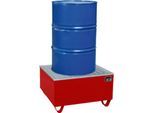 Auffangwanne BAUER AW-1/PE, mit Gitterrost, 200 l, B 815 x T 815 x H 470 mm, rot