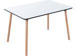 Bistrotisch Palomba, Rechteck, 4-Fuß Gestell aus Massivholz, B 1200 x T 800 x H 750 mm, weiß/Buche