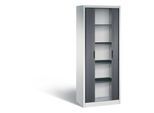 C + P Rollladenschrank Omnispace, 5 OH, abschließbar, B 800 x T 420 x H 1980 mm, Stahl/Kunststoff, lichtgrau/schwarzgrau