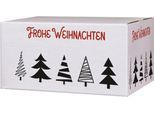 Versandkartons, mit Motiv „Tannenbaumallee“, bis 30 kg, Außenmaße 306 x 221 x 150 mm, Feinwellpappe, weiß-braun, 20 Stück
