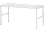 Rau Basistisch Serie E, manuell höhenverstellbar, 22 mm Spanplatte mit Melaminbelag, bis 450 kg, B 1800 x T 900 x H 650-1000 mm, lichtgrau
