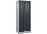 C+P Schließfachschrank Resisto, 2 Abteile, 8 Fächer, B 772 x T 640 x H 1950 mm, Weißalu/Anthrazitgrau