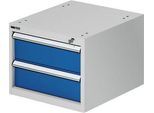 Schubladenunterbau für modulare Werkbank, Typ 2, 2 Schübe, lichtgrau RAL 7035/enzianblau RAL 5010