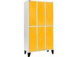 Schäfer Shop Select Kleiderspind, mit 3 x 2 Abteilen, 300 mm, mit Füßen, Drehriegelverschluss, Tür gelb