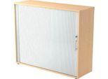 Querrollladenschrank ULM, 3 OH, Rollläden alusilber, B 1200 x T 400 x H 1100 mm, Ahorn-Dekor