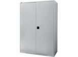 Schäfer Shop Genius Flügeltürenschrank FS, Stahl, mit Belüftungslöchern, B 1343 x T 620 x H 1950 mm, 5 OH, Weißalu/Weißalu, bis 750 kg