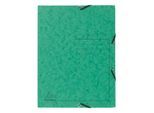 Exacompta Sammelmappe, DIN A4, mit Gummizug, 3 Klappen, beschriftbar, Colorspan-Karton, 355 g/m², grün