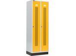 Schäfer Shop Select Kleiderspind, mit gelochten Streifen, 2 Abteile, 300 mm, mit Sockel, Drehriegelverschluss, Tür rapsgelb