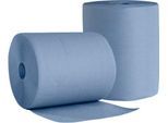 WIPEX Putzpapier BlueTech, universell einsetzbar, 3-lagig, Recyclingpapier, blau, 2 Rollen mit Kern-Ø 280 mm & 500 Tüchern, Tuchformat 380 x 360 mm