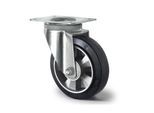 CASCOO Lenkrolle BAF4, mit Rad-ø 200 mm x B 50 mm, Aluminium-Felge, Elastik-Lauffläche, schwarz, Doppelkugellager, bis 500 kg