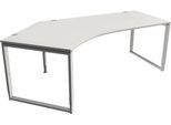 Schäfer Shop Genius Winkelschreibtisch MODENA FLEX, 135°, Bügelfuß, Ansatz links, B, B 2165 mm, lichtgrau