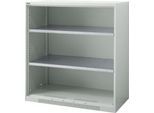 Schäfer Shop Genius Regalschrank FS, 3 OH, 2 höhenverstellbare Fachböden, bis 450 kg, B 1055 x T 420 x H 1105 mm, Stahl, lichtgrau RAL 7035