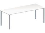 Schäfer Shop Genius Konferenztisch MODENA FLEX, Rechteck, 4-Fuß Rundrohr, B 2000 x T 800 x H 720-840 mm, weiß/weißaluminium RAL 9006