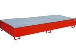 Bauer Regalwanne RW-GR 3300-3 PE, mit Gitterrost und PE-Einsatz, B 3262 x T 1312 x H 383 mm, bis 1000 l, Stahl lackiert, feuerrot