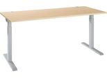 Schäfer Shop Select Schreibtisch ERGO-T 2.0, Rechteck, T-Fuß, B 1800 x T 800 x H 675-895 mm, Ahorn/weißalu