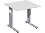 Schreibtisch ALICANTE, C-Fuß, Rechteck, B 800 x T 800 x H 680-820 mm, lichtgrau
