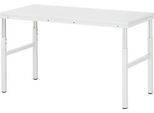 Rau ESD-Basistisch Serie E, manuell höhenverstellbar, 28 mm Spanplatte mit Melaminbelag, bis 450 kg, B 1000 x T 700 x H 650-1000 mm, lichtgrau