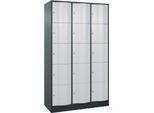 C+P Schließfachschrank Resisto, 3 Abteile, 15 Fächer, B 1148 x T 540 x H 1950 mm, Anthrazitgrau/Lichtgrau