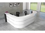 L-Theke Faro, 4-Elemente, 90° Winkel, melaminharzbeschichtet, ABS-Kanten, B 3250 x T 2320 H 1120 mm, weiß/anthrazit