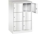 C+P Schließfachschrank Resisto, 2 Abteile, 6 Fächer, B 772 x T 540 x H 1255 mm, Verkehrsweiß/Verkehrsweiß